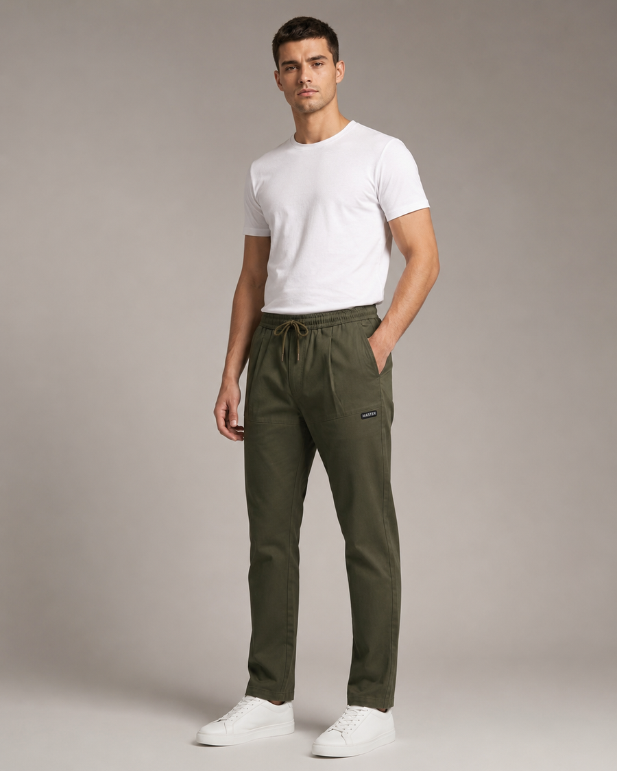 Men’s Olive Green Utility Cargo Trousers