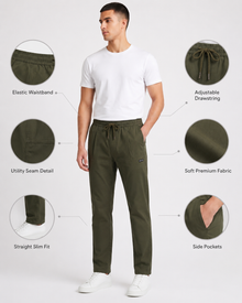 Men’s Olive Green Cargo Pant – Cotton Utility Trousers