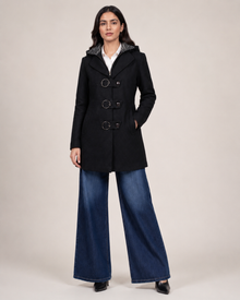 Women’s Grey Textured Longline Winter Coat