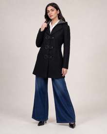 Women’s Grey Textured Longline Winter Coat
