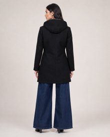 Women’s Grey Textured Longline Winter Coat