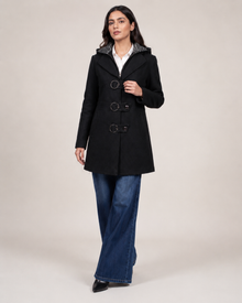 Women’s Grey Textured Longline Winter Coat