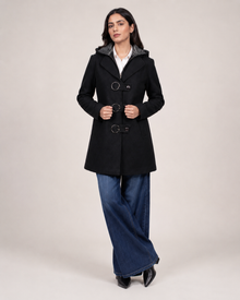 Women’s Grey Textured Longline Winter Coat