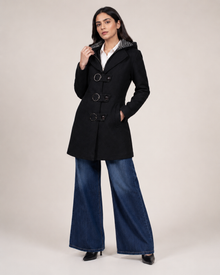 Women’s Grey Textured Longline Winter Coat