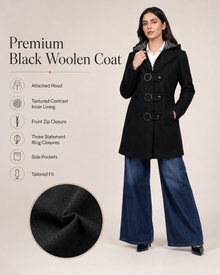 Women’s Grey Textured Longline Winter Coat