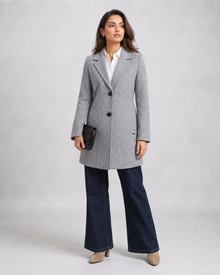 Women’s Grey Herringbone Tailored Winter Coat