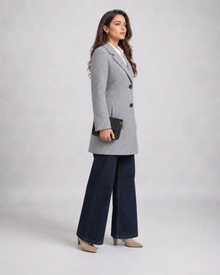 Women’s Grey Herringbone Tailored Winter Coat