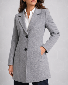 Women’s Grey Herringbone Tailored Winter Coat