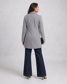 Women’s Grey Herringbone Tailored Winter Coat