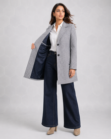 Women’s Grey Herringbone Tailored Winter Coat