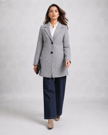 Women’s Grey Herringbone Tailored Winter Coat