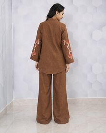 Mmaster brown floral co-ord set back view