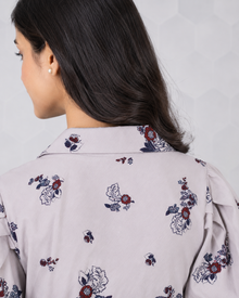 MMASTER floral puff sleeve maxi dress back fabric detail