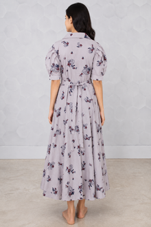 MMASTER floral puff sleeve maxi dress full back view