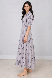 MMASTER floral puff sleeve maxi dress side view
