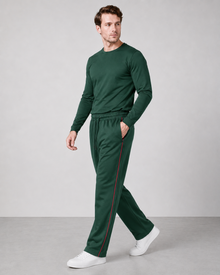 MMASTER men's forest green track pants walking view