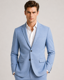 MMASTER men's light blue blazer close front view
