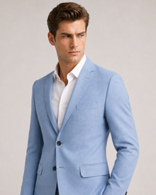 MMASTER men's light blue blazer three-quarter view