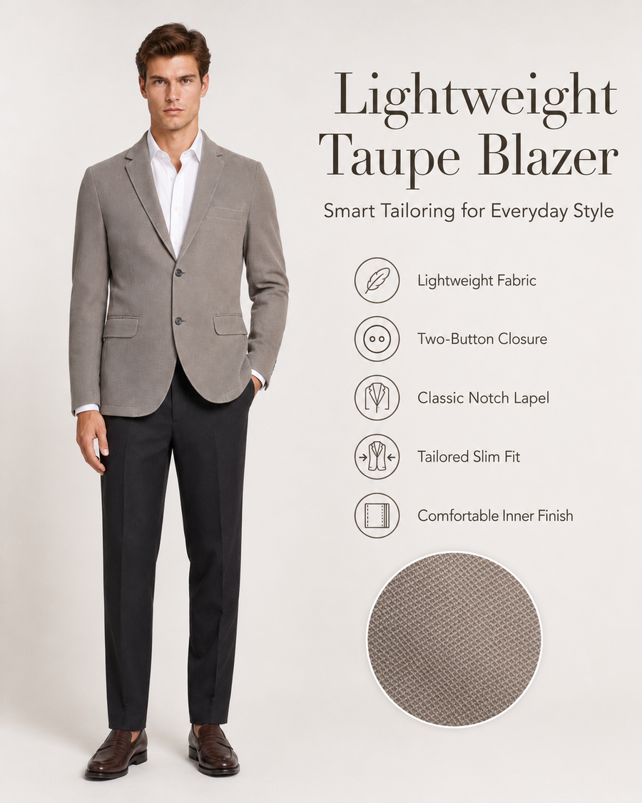 Men’s Taupe Lightweight Textured Blazer