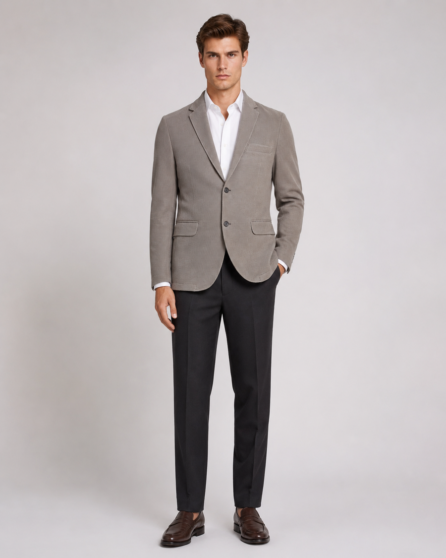 Men’s Taupe Lightweight Textured Blazer