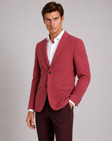 MMASTER men's rose red textured blazer mid length front view